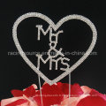 Mr &amp; Mrs Love Heart Cristal Single Heart Wedding Decoration Cake Topper
